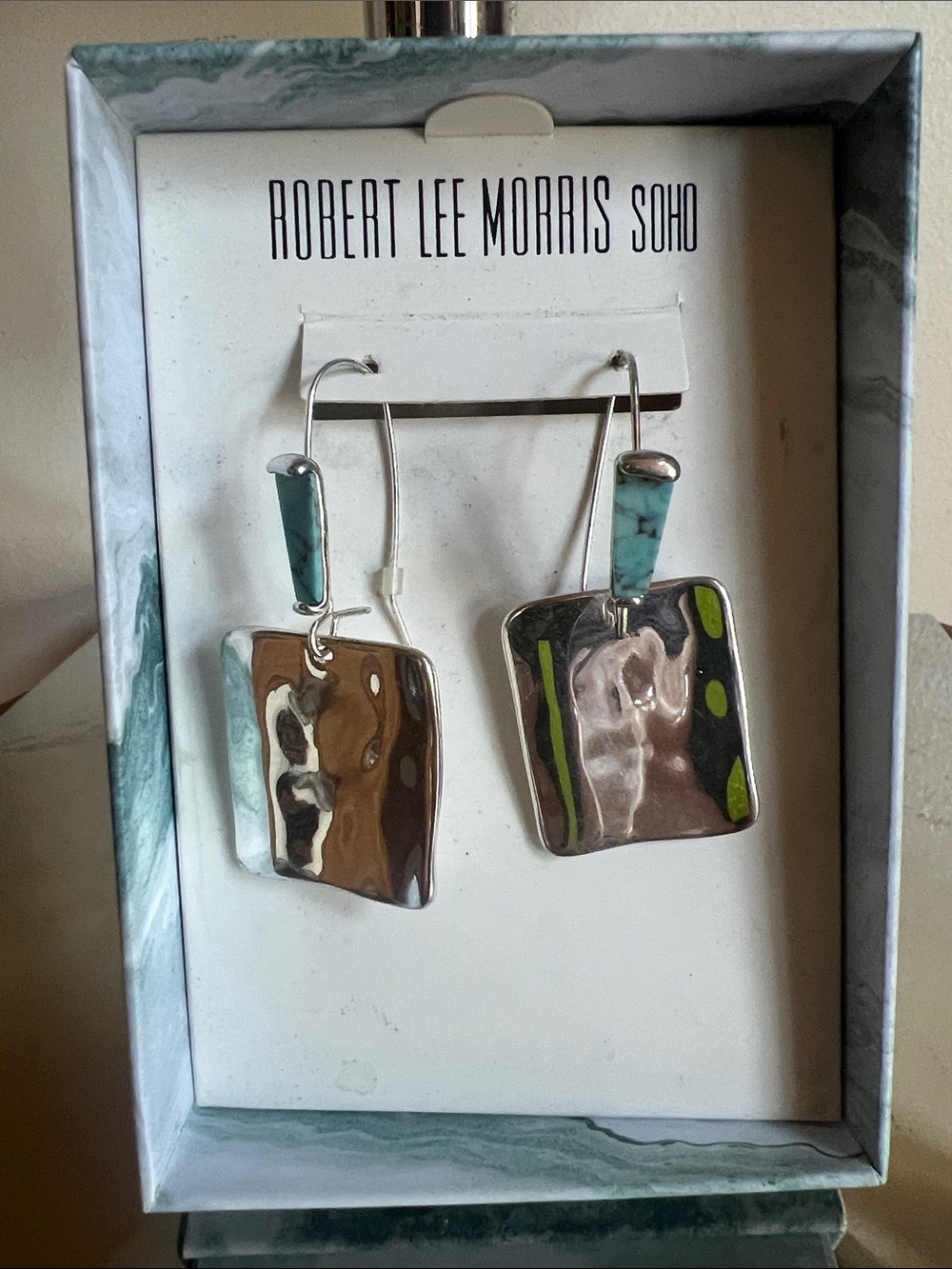 Robert Lee Morris soho Silver Earrings with Turquoise Accents